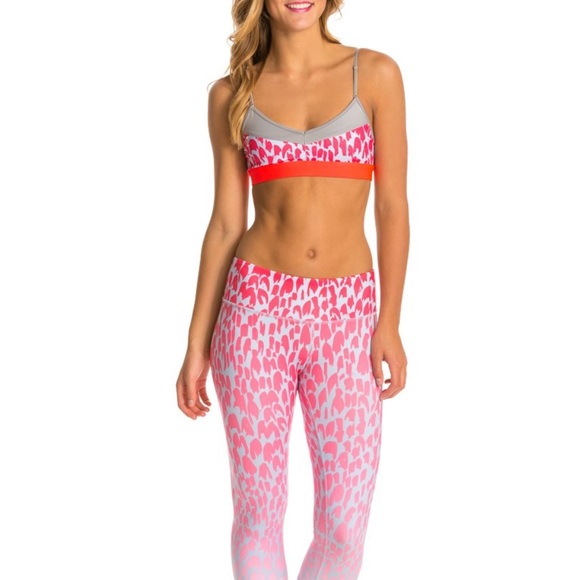 Alo Yoga Airbrush Jungle Ombré Leggings, Bra Top Matching Set - Picture 1 of 14
